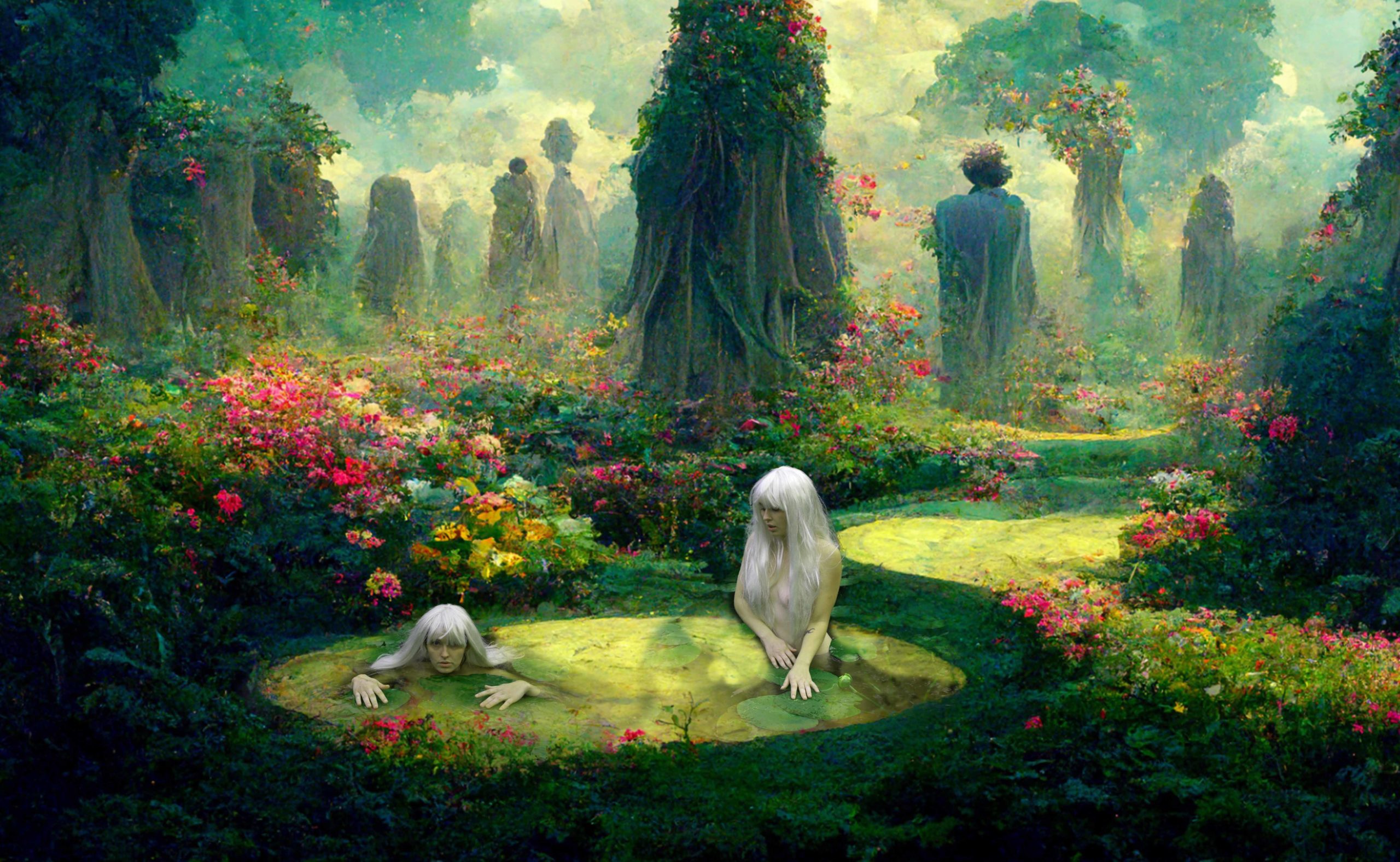 Two Goddesses Bathing in a Heavenly Garden – Carissa