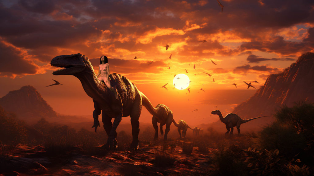 Jenn Riding Dinosaur